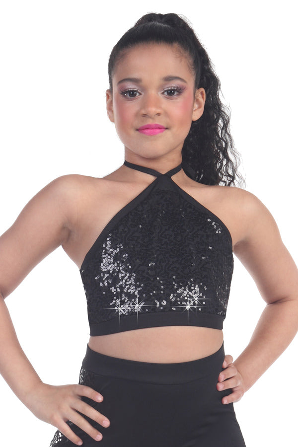 L2698 - Halter Sequin Crop Top