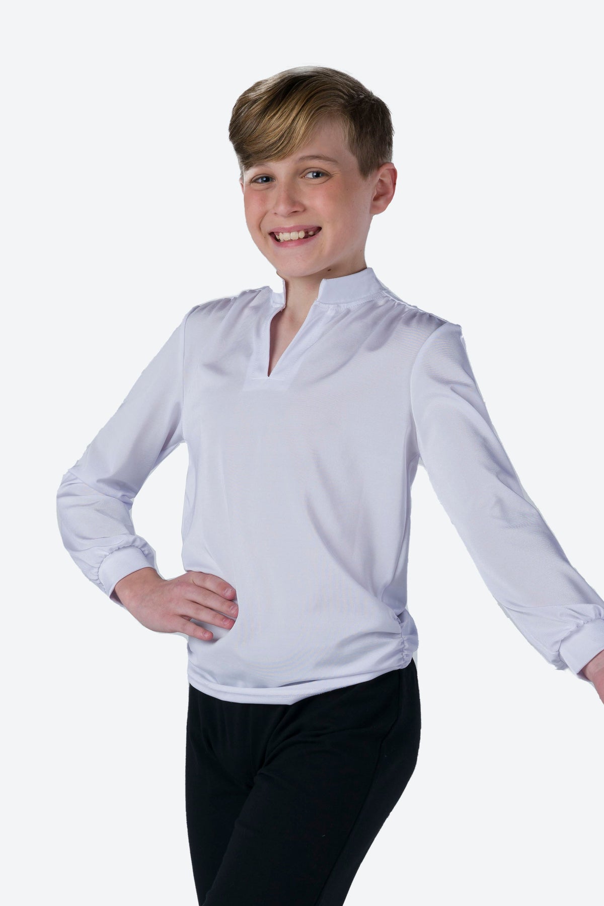L2998 - COLLARED V NECK SHIRT