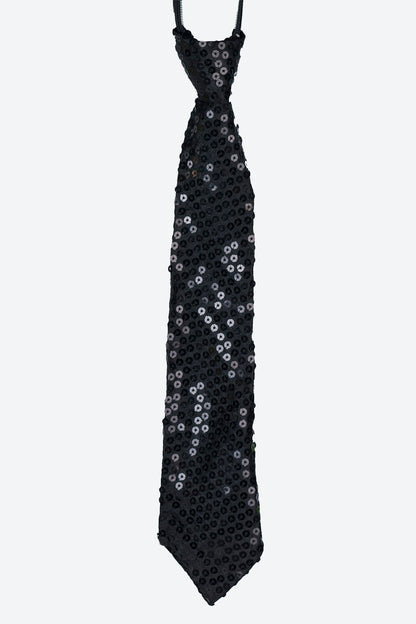 L5516-SEQUIN ZIPPER NECKTIE